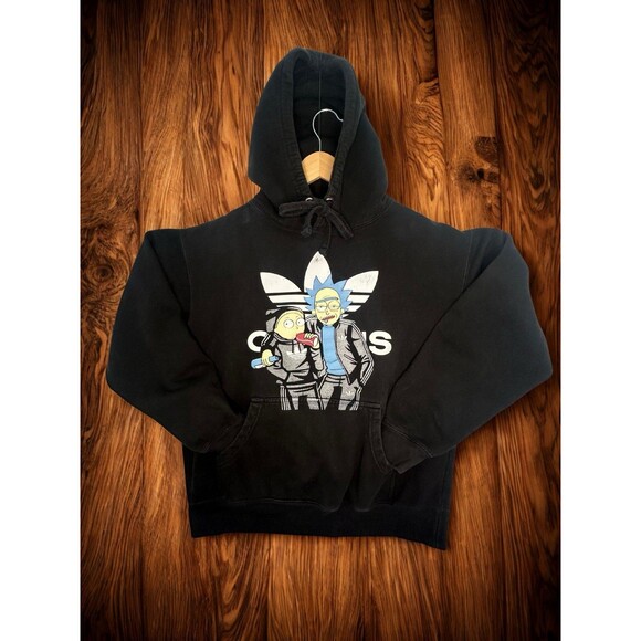 Rick and Morty Parody Hoodie Black Pullover Sweatshirt Men’s Size L - Picture 1 of 7